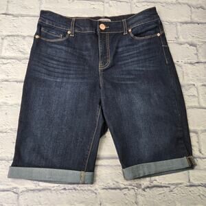 Juicy Couture Flaunt It Bottom Enhancing Dark Wash Denim Cuffed Bermudas size 10